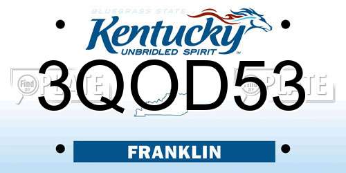 3QOD53 Kentucky License Plate