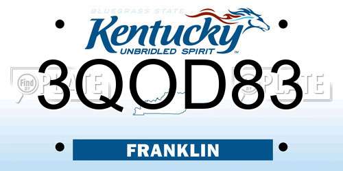 3QOD83 Kentucky License Plate