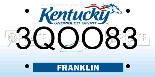 3QOO83 Kentucky License Plate