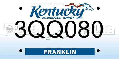 3QQ080 Kentucky License Plate