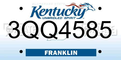 3QQ4585 Kentucky License Plate