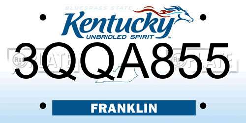 3QQA855 Kentucky License Plate
