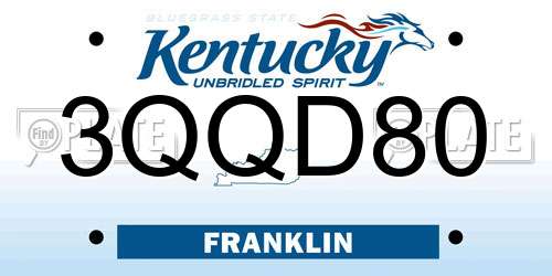 3QQD80 Kentucky License Plate