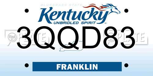 3QQD83 Kentucky License Plate