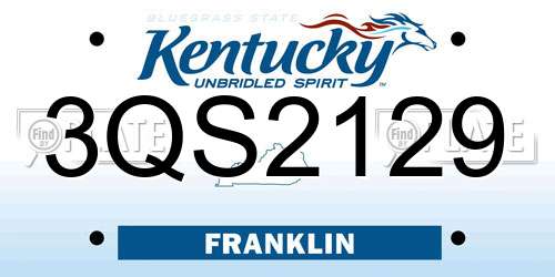 3QS2129 Kentucky License Plate