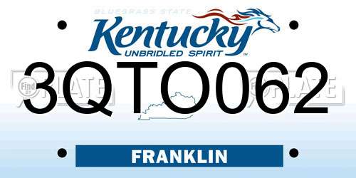 3QTO062 Kentucky License Plate