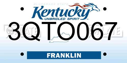 3QTO067 Kentucky License Plate