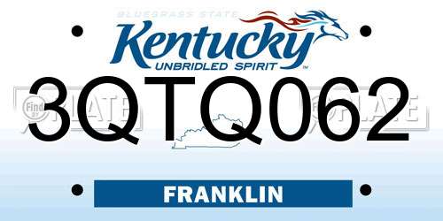 3QTQ062 Kentucky License Plate