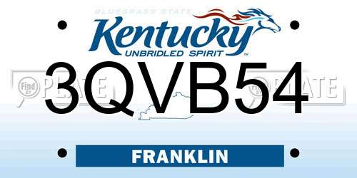 3QVB54 Kentucky License Plate