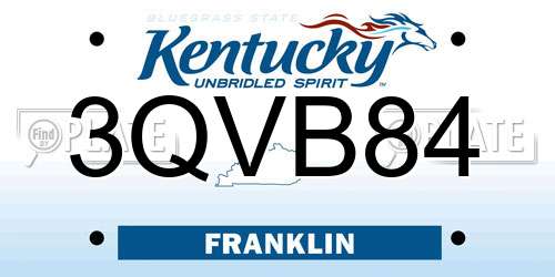 3QVB84 Kentucky License Plate