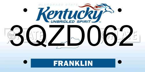 3QZD062 Kentucky License Plate