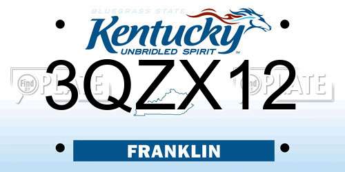 3QZX12 Kentucky License Plate
