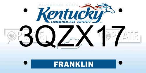 3QZX17 Kentucky License Plate