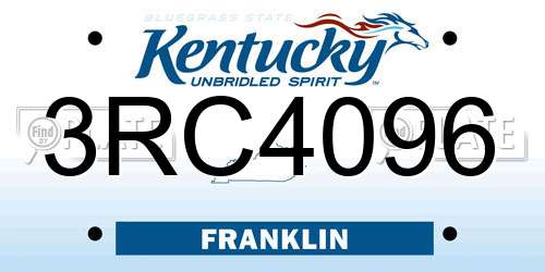 3RC4096 Kentucky License Plate
