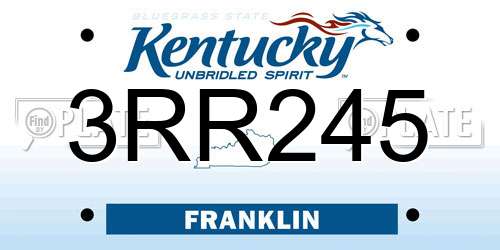 3RR245 Kentucky License Plate