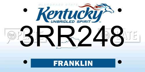 3RR248 Kentucky License Plate