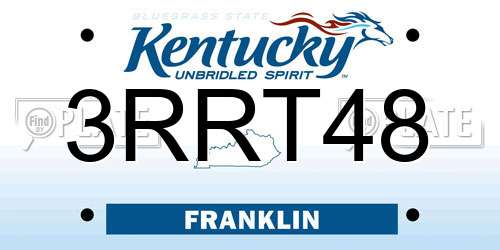 3RRT48 Kentucky License Plate