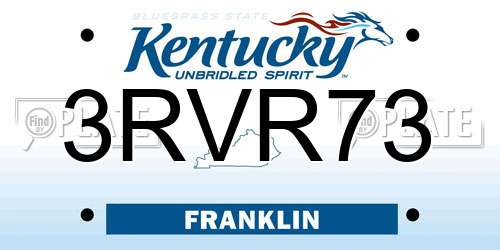 3RVR73 Kentucky License Plate