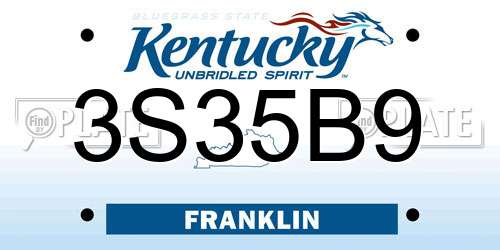 3S35B9 Kentucky License Plate
