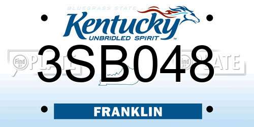 3SB048 Kentucky License Plate