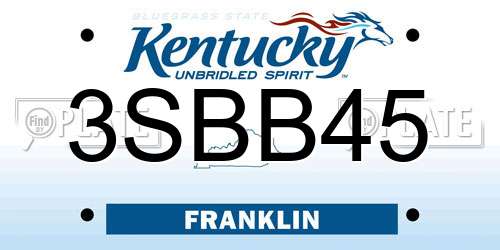 3SBB45 Kentucky License Plate