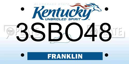 3SBO48 Kentucky License Plate