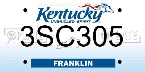3SC305 Kentucky License Plate
