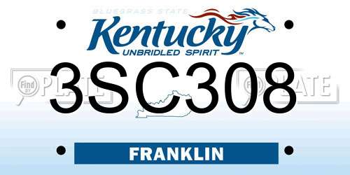 3SC308 Kentucky License Plate
