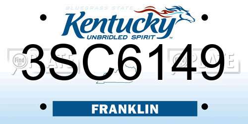 3SC6149 Kentucky License Plate