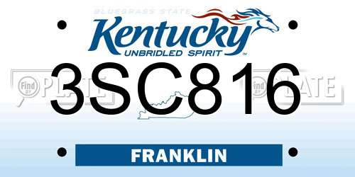 3SC816 Kentucky License Plate