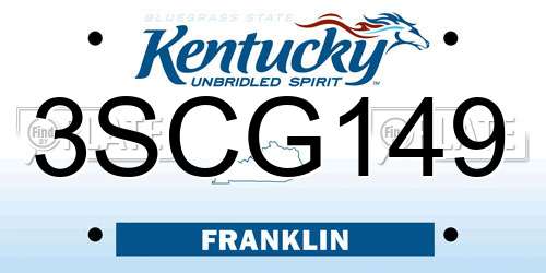 3SCG149 Kentucky License Plate