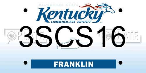 3SCS16 Kentucky License Plate