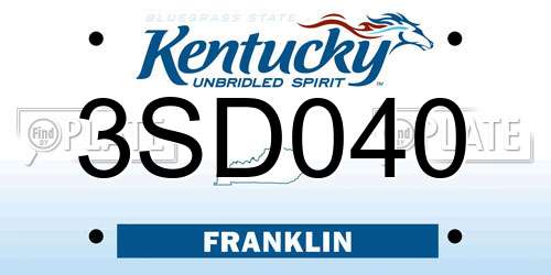 3SD040 Kentucky License Plate