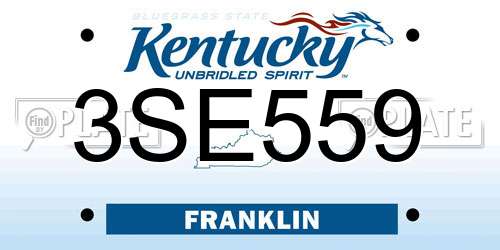 3SE559 Kentucky License Plate
