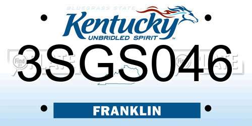 3SGS046 Kentucky License Plate