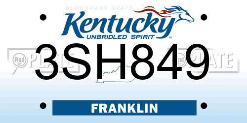 3SH849 Kentucky License Plate