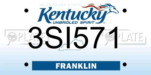 3SI571 Kentucky License Plate
