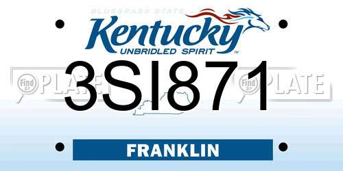 3SI871 Kentucky License Plate