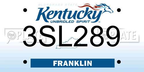 3SL289 Kentucky License Plate