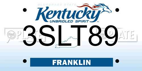 3SLT89 Kentucky License Plate