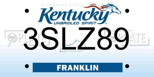 3SLZ89 Kentucky License Plate