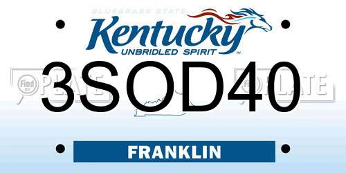 3SOD40 Kentucky License Plate