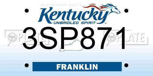 3SP871 Kentucky License Plate