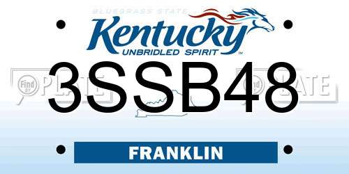 3SSB48 Kentucky License Plate
