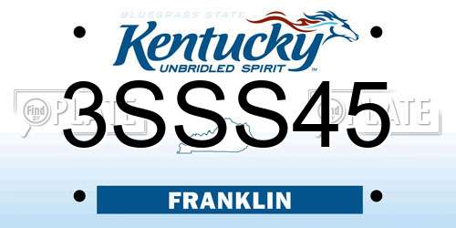 3SSS45 Kentucky License Plate