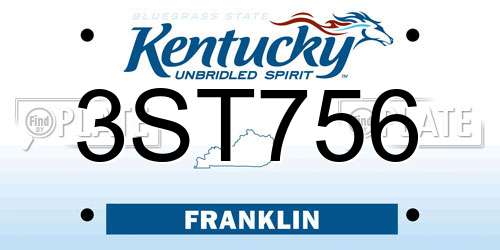 3ST756 Kentucky License Plate