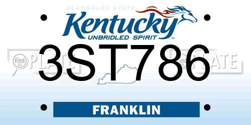 3ST786 Kentucky License Plate