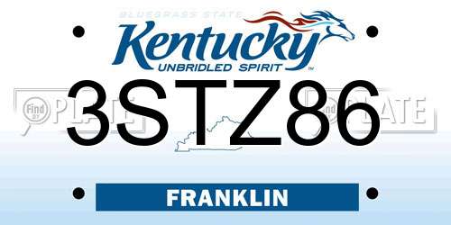 3STZ86 Kentucky License Plate