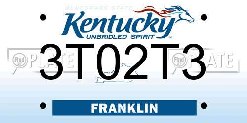 3T02T3 Kentucky License Plate