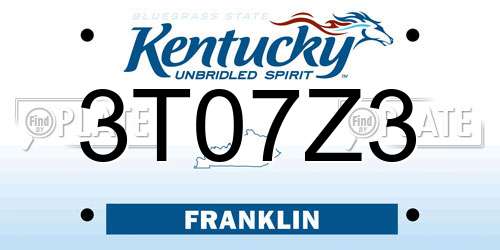 3T07Z3 Kentucky License Plate